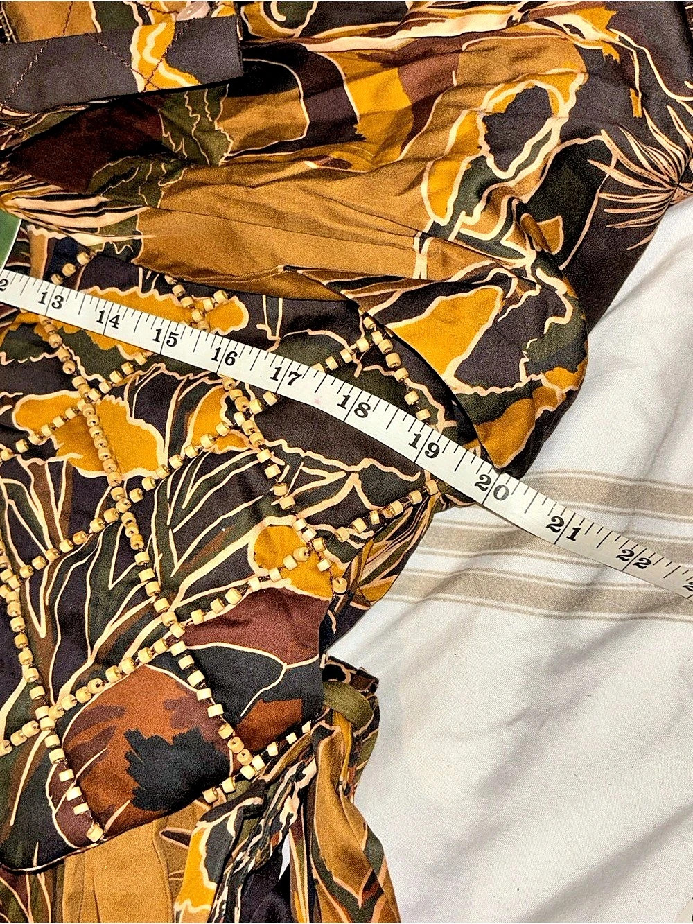 FARM Rio Savana Dream Matelassé Yoke Mini Dress L Safari Boho Tropical - Picture 6 of 6
